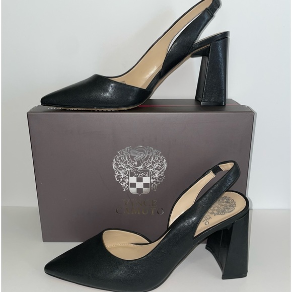 Vince Camuto Pointed Toe block heels Women’s Size 8 1/2 Black - Picture 3 of 7
